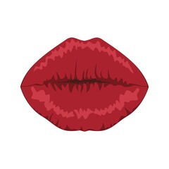 Lips. Women's red lips. Beauty. Sexuality. Vector. Drawing. Closeup. Can be used for web design