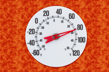 Thermometer at eighty degrees Fahrenheit for your summer or hot message