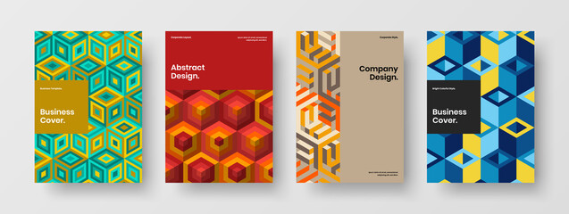 Amazing geometric shapes pamphlet concept collection. Creative company brochure vector design layout set.