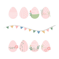 Cartoon cute eggs set for easter card