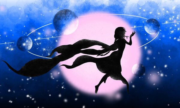 Galactic Girl. Fantasy silhouette art
