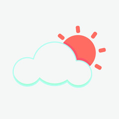 Blue cloud and orange sun vector design  illustration on white background