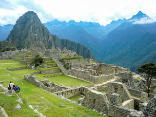 Fototapeta na wymiar Machu Picchu mountain, citadel of the Inca empire in Cusco (Cuzco), Peru. 