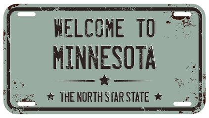 Welcome To Minnesota Message On Damaged License Plate