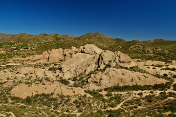 Vasquez Rocks National Park Located in California with mountains and unique rock formations 