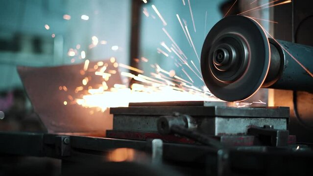 Cutting metal using maching in a factory