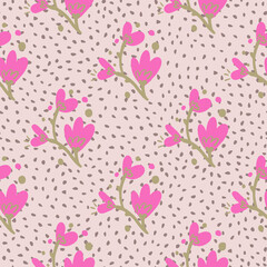 Abstract flowers seamless pattern.