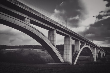 Express train arch bridge made of concrete