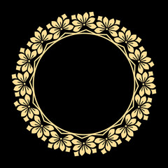 Decorative frame Elegant vector element for design in Eastern style, place for text. Floral golden and black border. Lace illustration for invitations and greeting cards