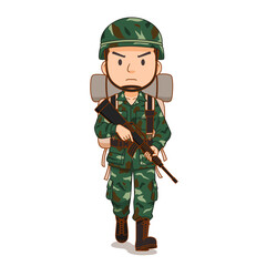 Cartoon character of soldier holding a gun.