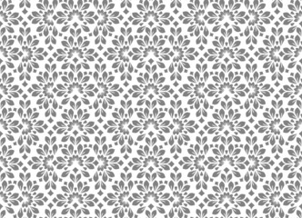 Flower geometric pattern. Seamless vector background. White and gray ornament. Ornament for fabric, wallpaper, packaging. Decorative print.