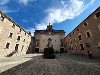 Inner courtyard of the LLuc Sanctuary, Mallorca, Balearic Islands, Spain