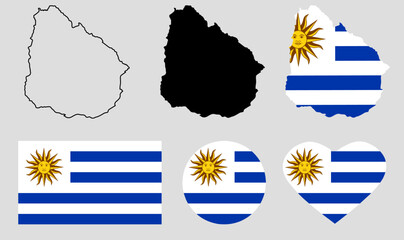 uruguay map flag icon set