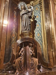 "La Moreneta", Mary and Christ, altar in a chapel of the monastery church of the LLuc Sanctuary, Mallorca, Balearic Islands, Spain