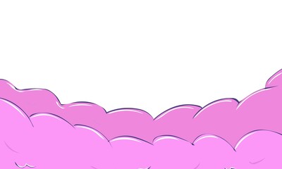 Pink clouds on White background. Vector decoration element.