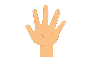 Hand Vector illustration. Human Cartoon hand up in the air. Five Fingers Up
