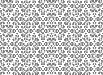 Flower geometric pattern. Seamless vector background. White and gray ornament.