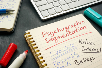 Marks about Psychographic segmentation on the page. - obrazy, fototapety, plakaty