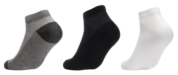 Various low cut ankle socks on foot mannequin