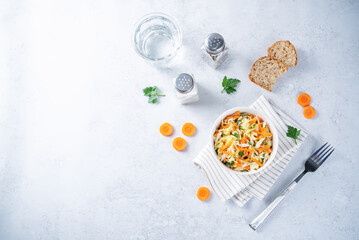 Cabbage carrot salad in a bowl