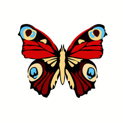 Beautiful butterfly isolated on background.Graphic object. Modern insect vector graphics for banners, logos, posters, patterns.
