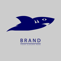 simple tame blue shark for tourism logo icon.