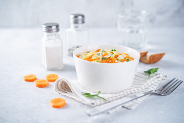 Cabbage carrot salad in a bowl