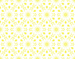 Abstract geometric pattern with lines, snowflakes. A seamless vector background. White and yellow
