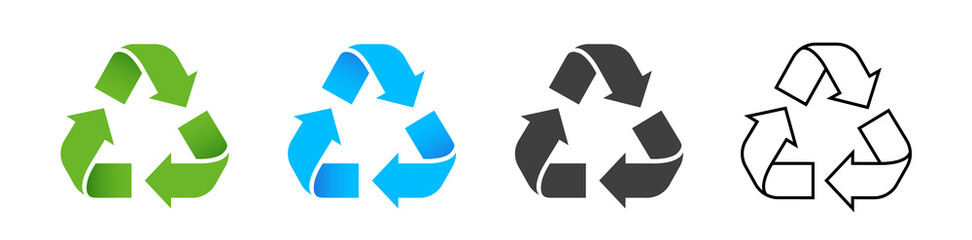 set of recycling icons. recycle logo symbol. vector illustration - obrazy, fototapety, plakaty