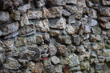 Gray stone wall and rocks