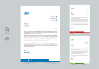 Corporate company modern letterhead design template 3 color bundle vector file