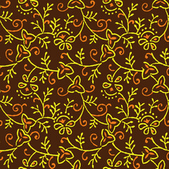 Seamless pattern with stylishly detailed water color paisleys.