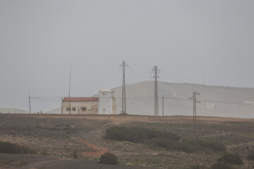 Old Radio building on mountain in spain, canary islands lanzarote.