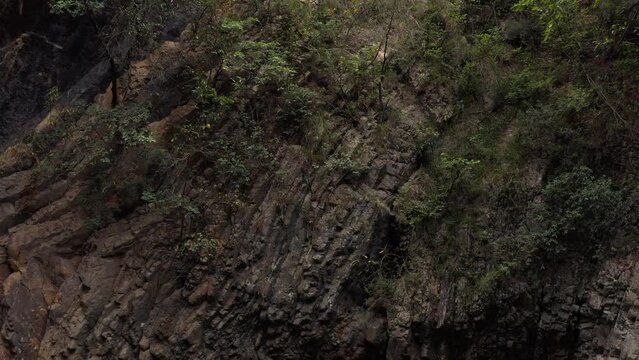 Close aerial shot of mountains 