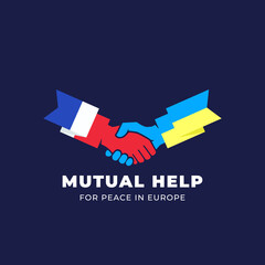 Ukrainian and Italian friendship mutual help and partnership handshake Abstract Vector Sign Peace Symbol Icon Template. Hand Shake with European flags. Isolated