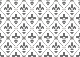 Fototapeta premium Flower geometric pattern. Seamless vector background. White and gray ornament.