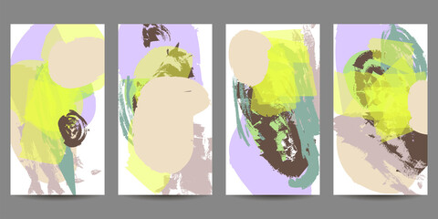 Picturesque patel restrained Elegant natural pastel muted pale calm tones card templates set. Collection of romantic invitations with abstraction