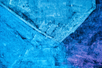 Abstract drawing with chalk on a blackboard. Frosty pattern, with a predominance of blue