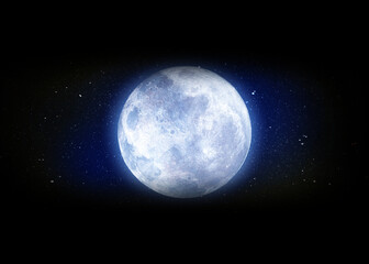 Moon and super blue deep space. Background night sky with stars, moon and clouds. View of the uniquely beautiful moon.