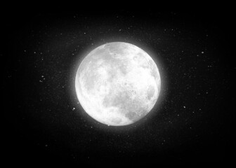 Moon and super colorful deep space. View of the uniquely beautiful moon. Background night sky with stars, moon and clouds. Black and white deep space-moon.