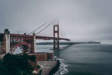 Beautiful shot of Golden Gate Bridge in San Francisco, California in the morning