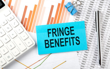 FRINGE BENEFITS text on the sticker on diagram background