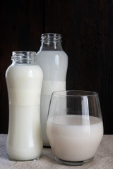 Vegan vegetable sesame milk in a bottle