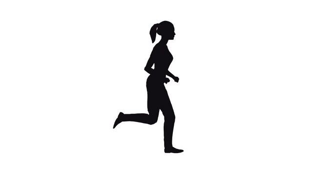 Silhouette of woman jogging profile