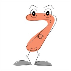 Naklejka premium cartoon number seven, funny numbers for children's design, visual material cartoon numbers with eyes of character