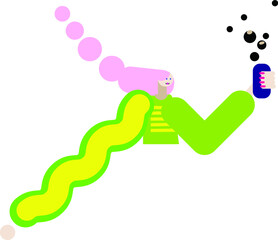 Girl with soda . Geometric shape