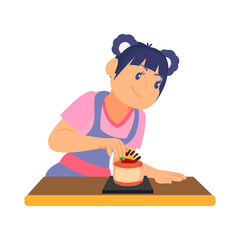 Isolated happy woman making a dessert Vector illustration
