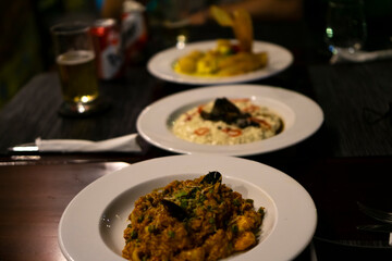 Traditional Peruvian dishes prepared in a restaurant ready to eat. Delicious meals taken with selective focus