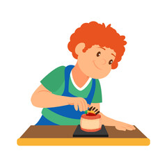 Isolated happy man making a dessert Vector illustration