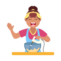 Isolated happy woman making a dessert Vector illustration